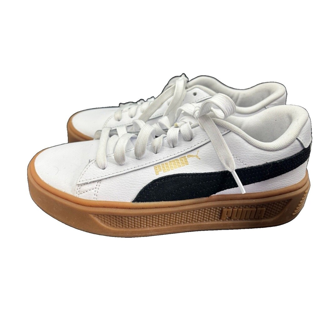 NEW Puma Smash Platform V3 Mono Twist Shoes Sneakers Women's 8 White Black Sole